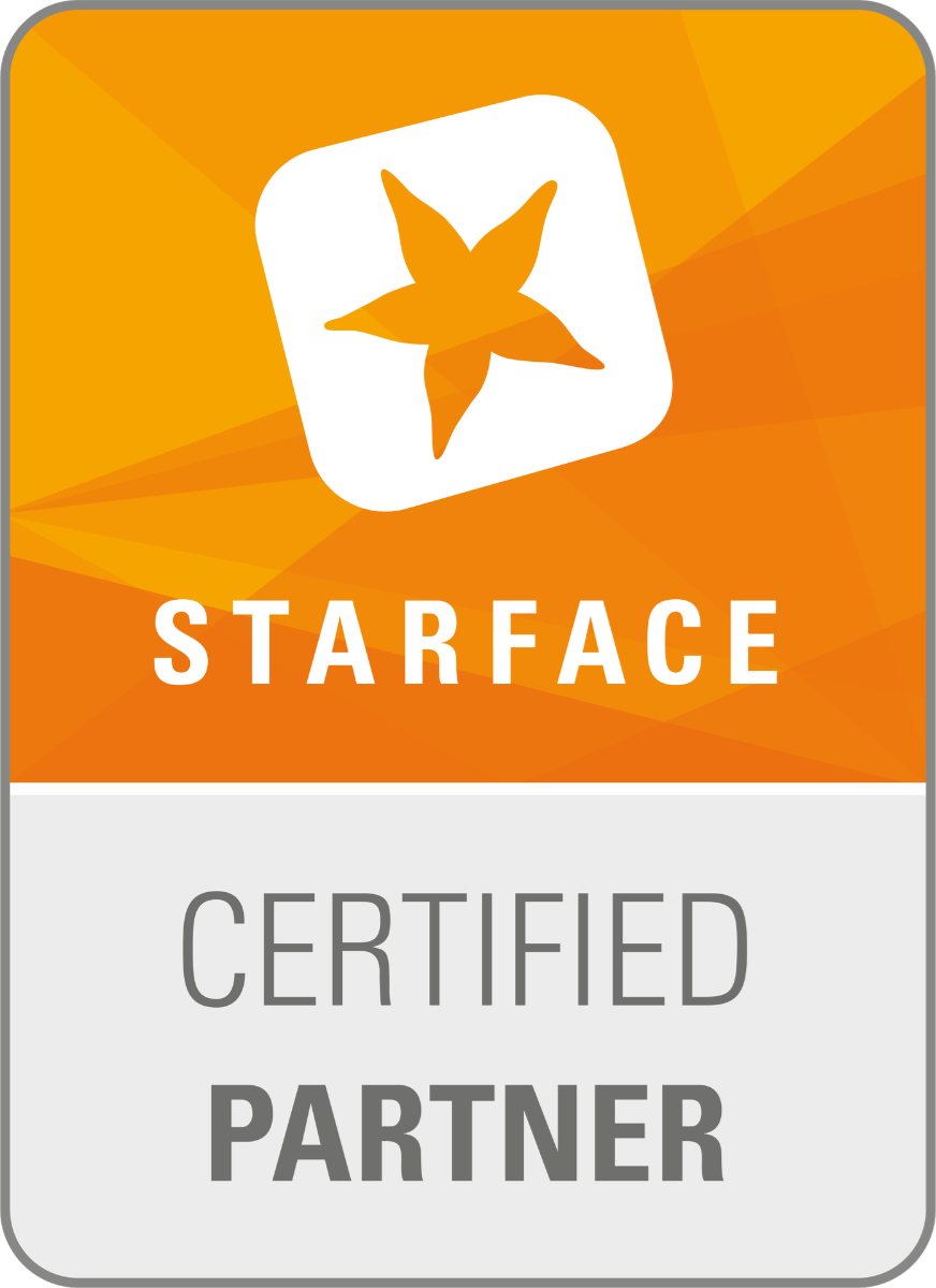 Starface Certified Partner Logo – Telefonanlagenlösungen von Arbion